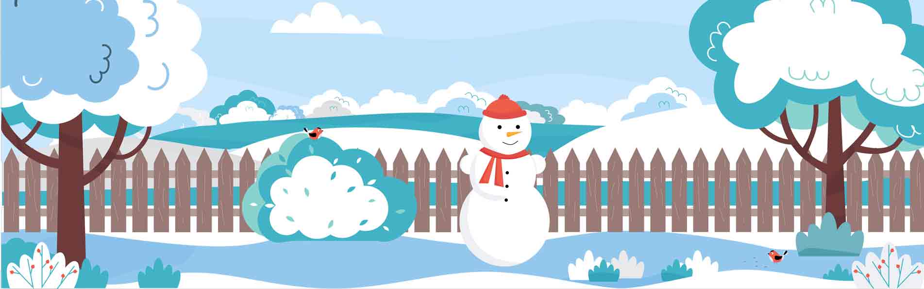 Grafik Garten im Winter